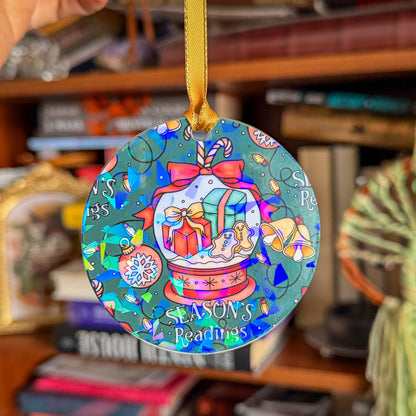 Bookish Ornament - 3" Holographic Christmas Tree Ornament