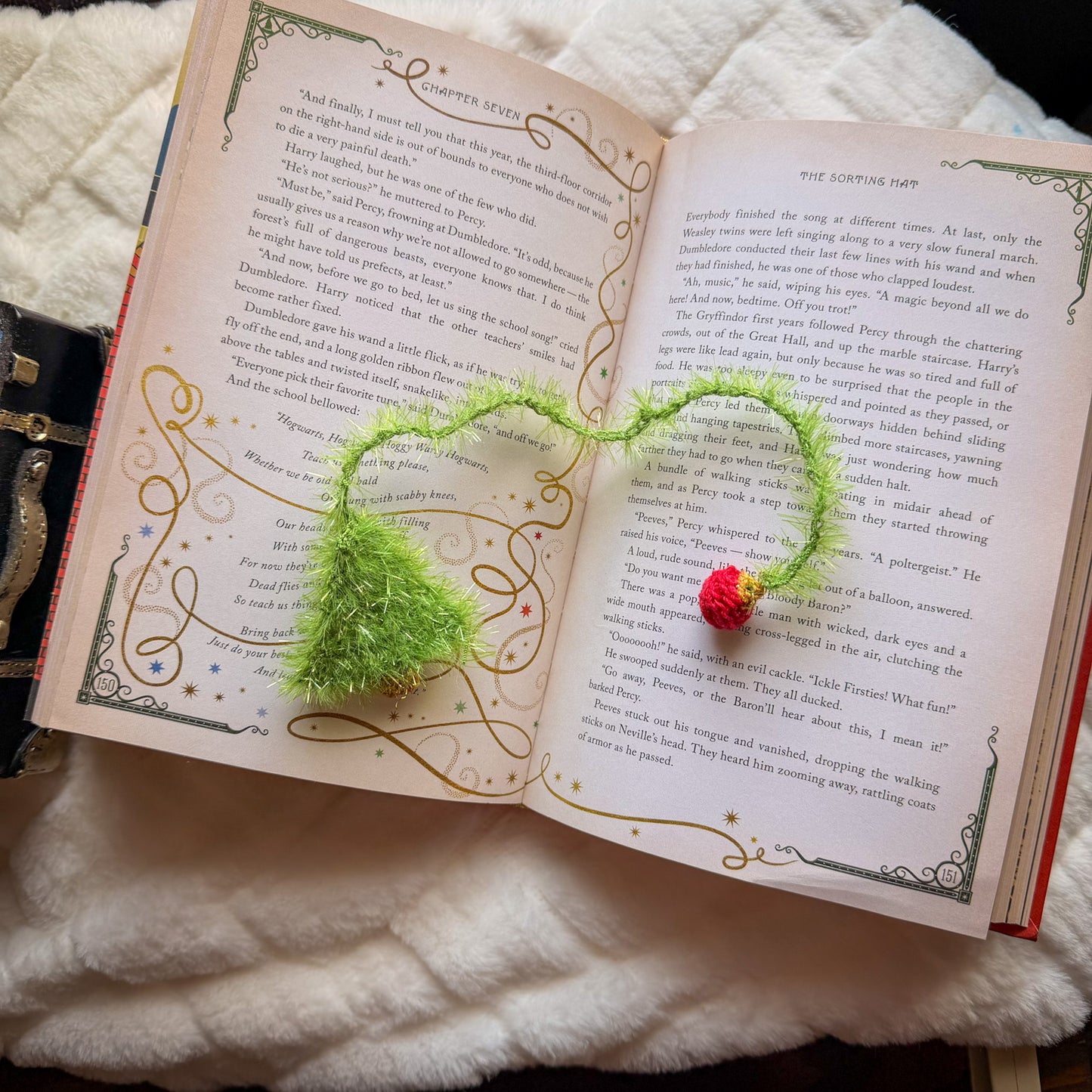 Christmas Tree Crochet Bookmark - Stocking Stuffer For Book Lovers