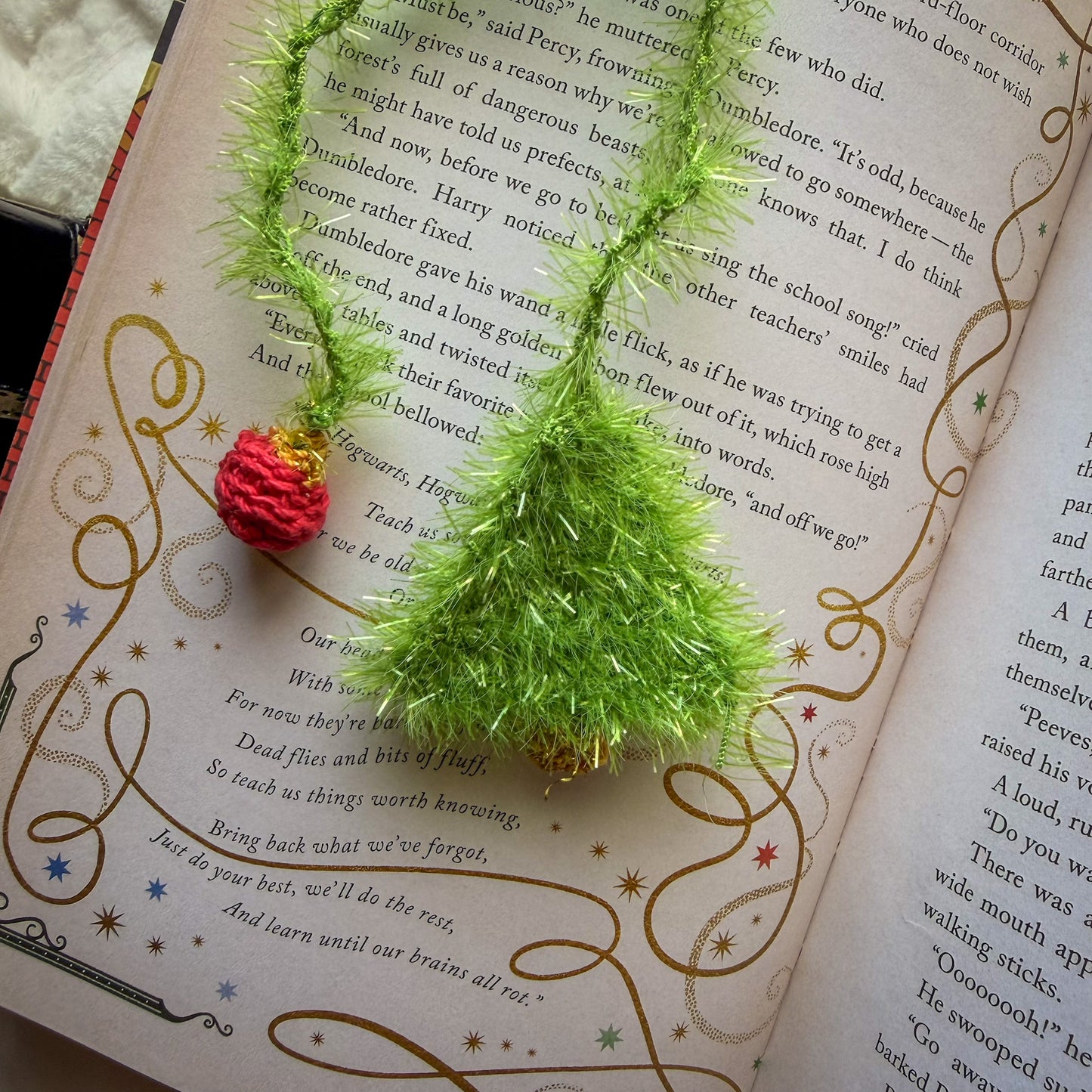 Christmas Tree Crochet Bookmark - Stocking Stuffer For Book Lovers