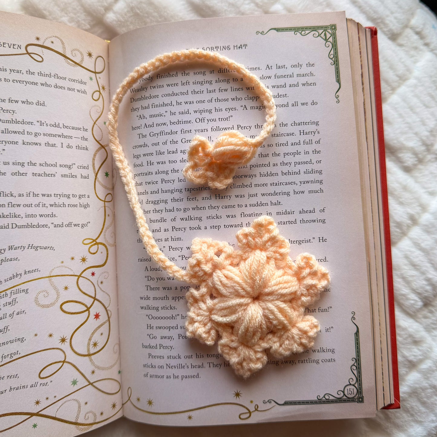 Puffy Snowflake Crochet Bookmark - Stocking Stuffer For Book Lovers