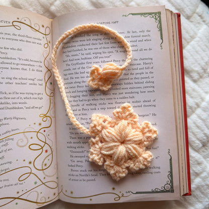 Puffy Snowflake Crochet Bookmark - Stocking Stuffer For Book Lovers