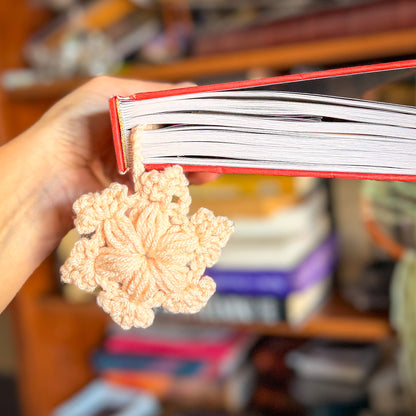 Puffy Snowflake Crochet Bookmark - Stocking Stuffer For Book Lovers