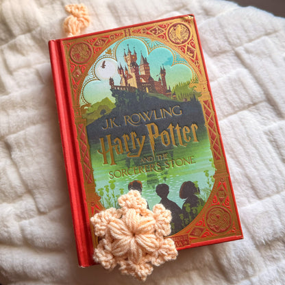 Puffy Snowflake Crochet Bookmark - Stocking Stuffer For Book Lovers