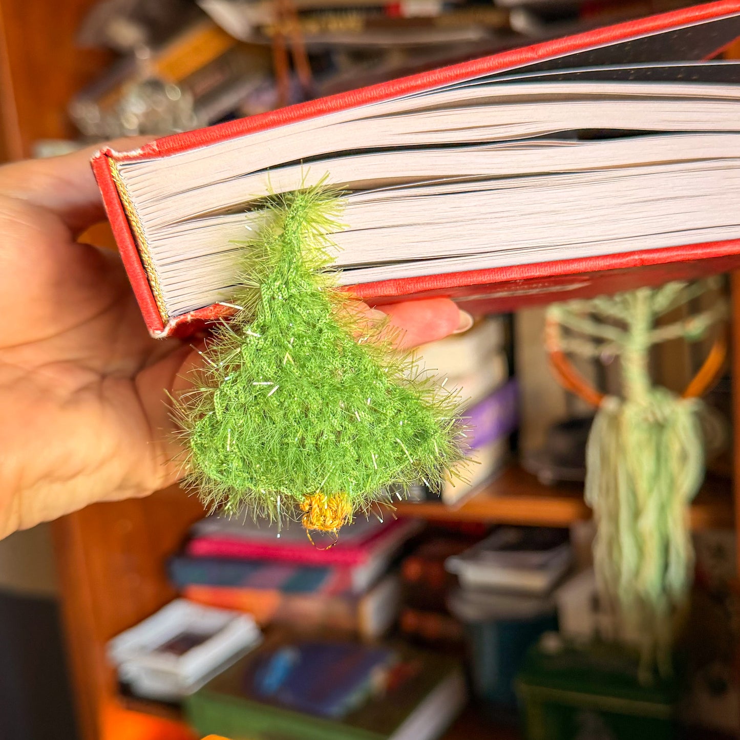 Christmas Tree Crochet Bookmark - Stocking Stuffer For Book Lovers