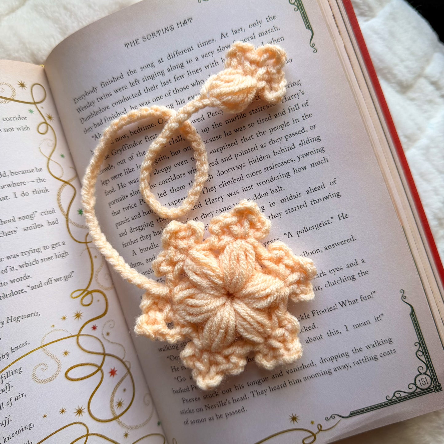 Puffy Snowflake Crochet Bookmark - Stocking Stuffer For Book Lovers