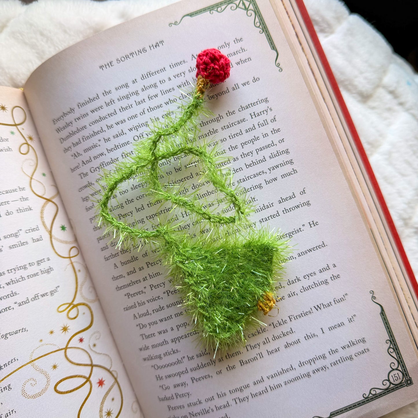 Christmas Tree Crochet Bookmark - Stocking Stuffer For Book Lovers