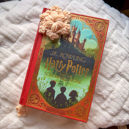 Puffy Snowflake Crochet Bookmark - Stocking Stuffer For Book Lovers