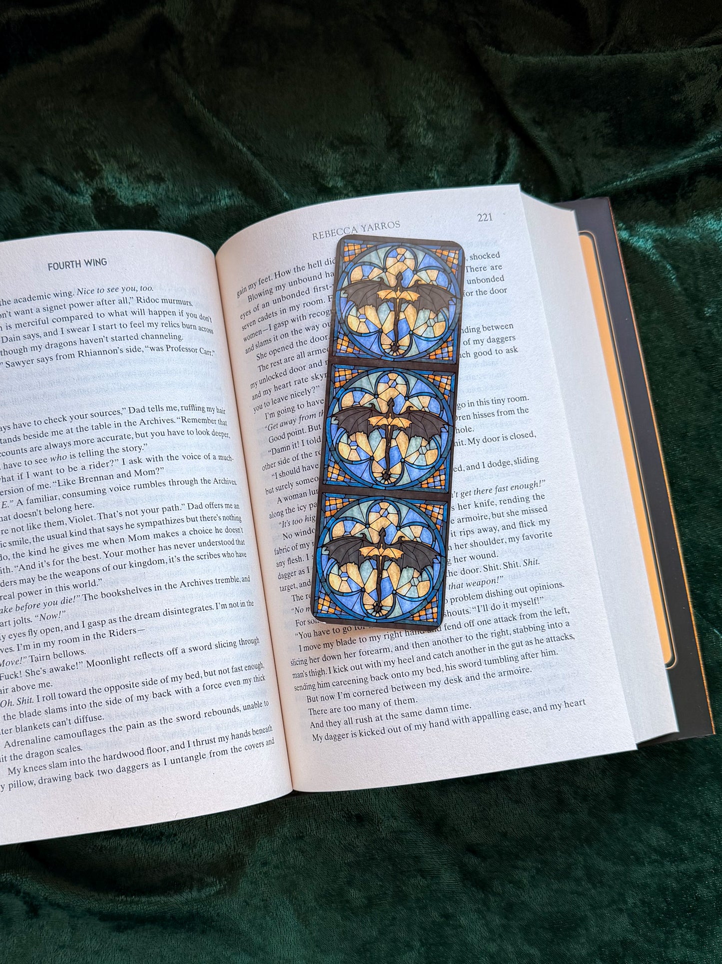 Stained Glass Dragons Double Sided Bookmark Book Lover Gift