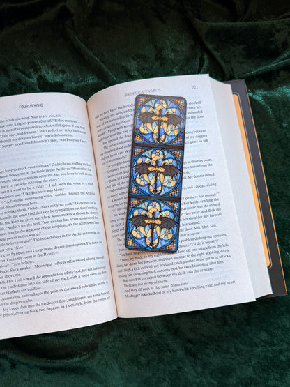 Stained Glass Dragons Double Sided Bookmark Book Lover Gift