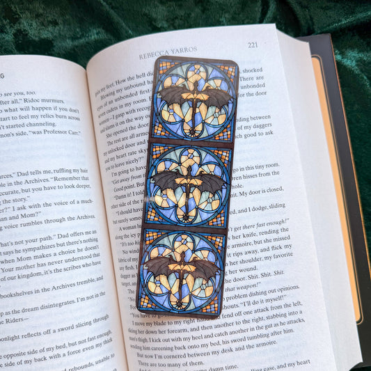 Stained Glass Dragons Double Sided Bookmark Book Lover Gift