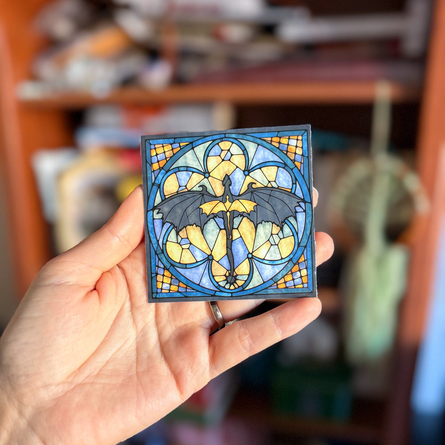 Fourth Wing Stained Glass Dragons 3.5" Magnet Bookish Gift