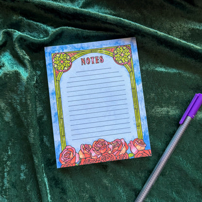 Book Lovers Notepad - Stained Glass - Bookish Stationery Gift