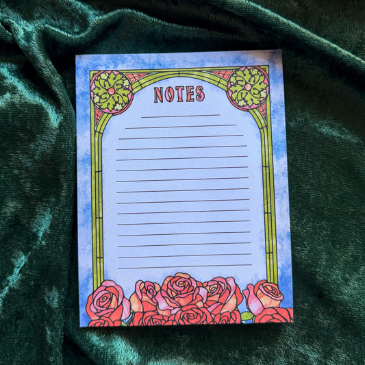Book Lovers Notepad - Stained Glass - Bookish Stationery Gift