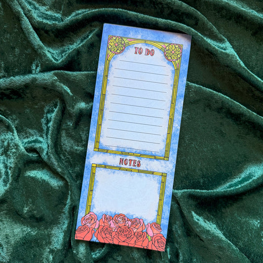 Book Lovers Notepad - Stained Glass - Bookish Stationery To Do List