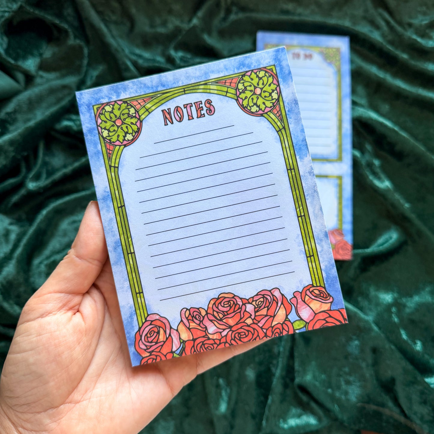 Book Lovers Notepad - Stained Glass - Bookish Stationery Gift