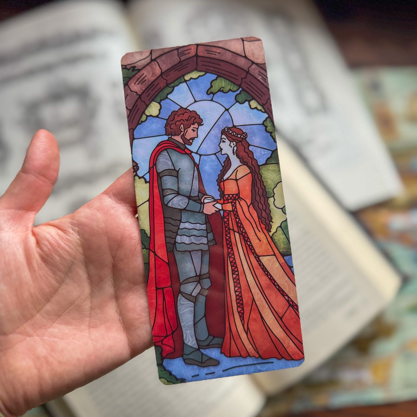 Medieval Romance Double Sided Stained Glass Bookmark