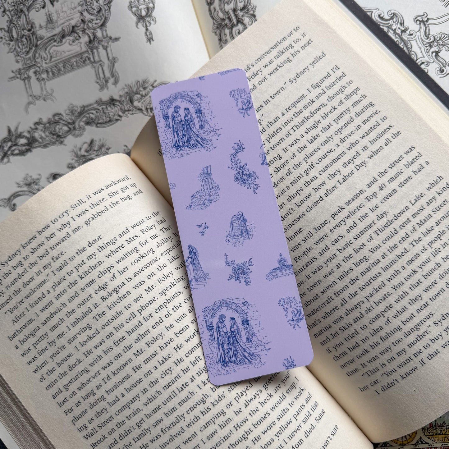 Toile de Jouy Medieval Romance Double Sided Bookmark