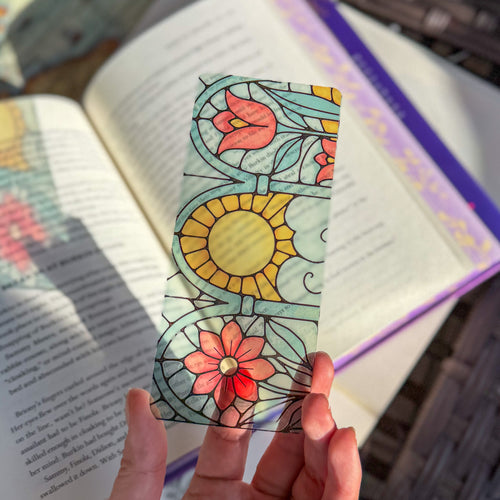Floral Stained Glass Style Acrylic Bookmark - Book Lover Gift