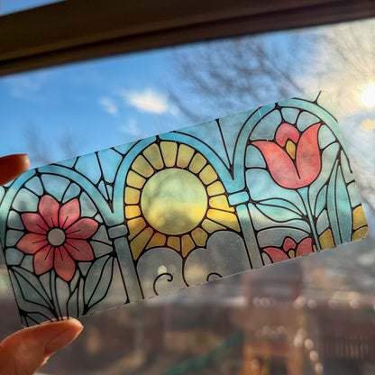 Floral Stained Glass Style Acrylic Bookmark - Book Lover Gift