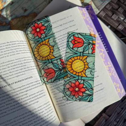 Floral Stained Glass Style Acrylic Bookmark - Book Lover Gift