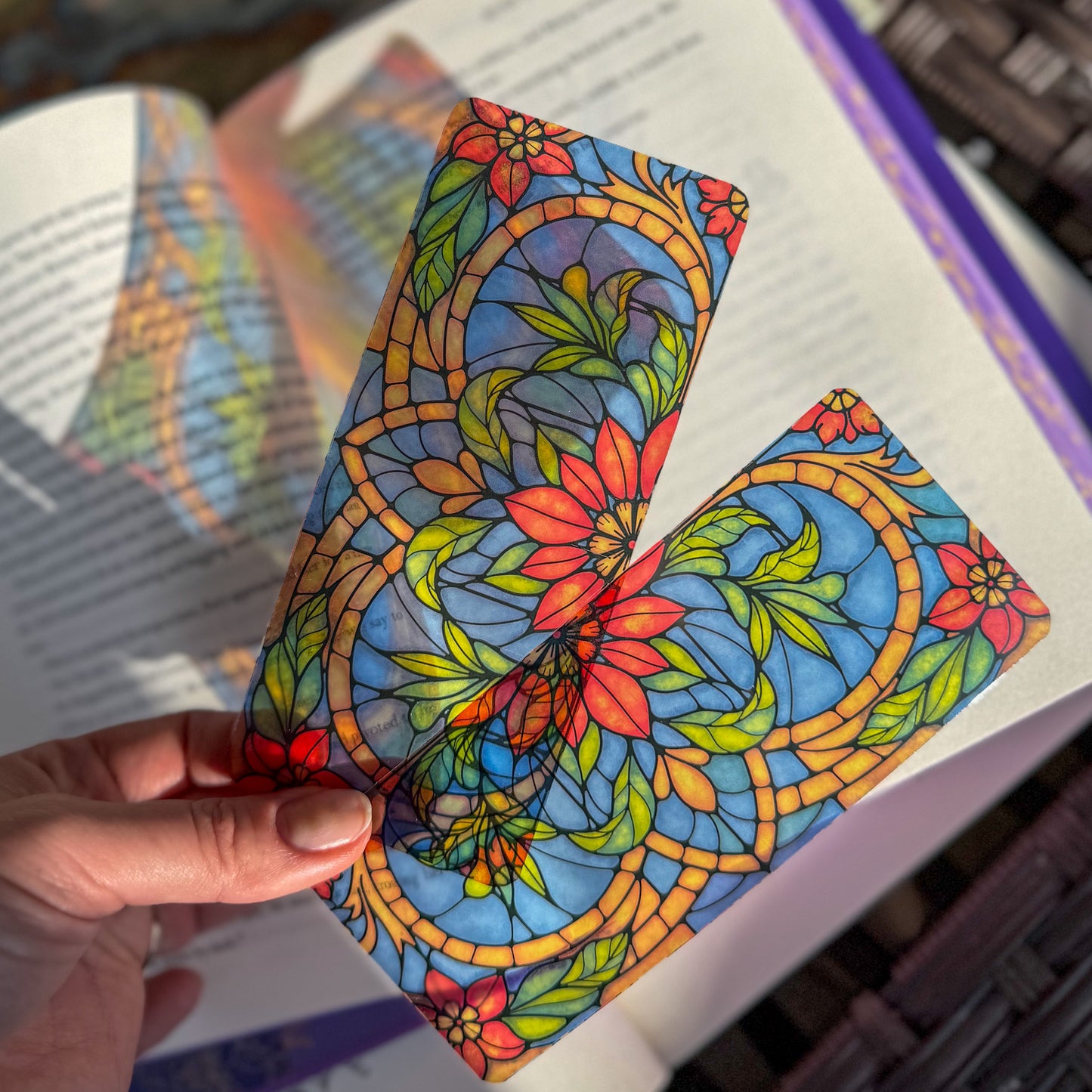 Stained Glass Style Acrylic Bookmark - Book Lover Gift