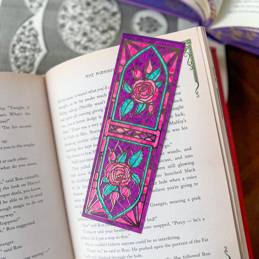 Stained Glass Rose 3D Foil Bookmark
