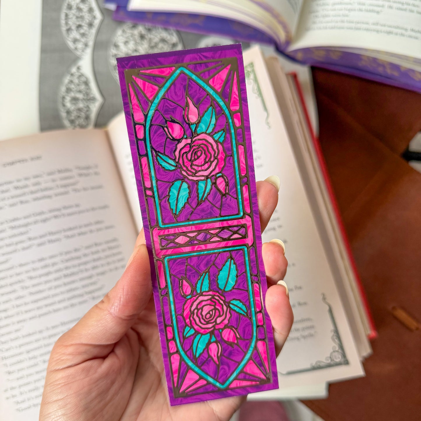 Stained Glass Rose 3D Foil Bookmark