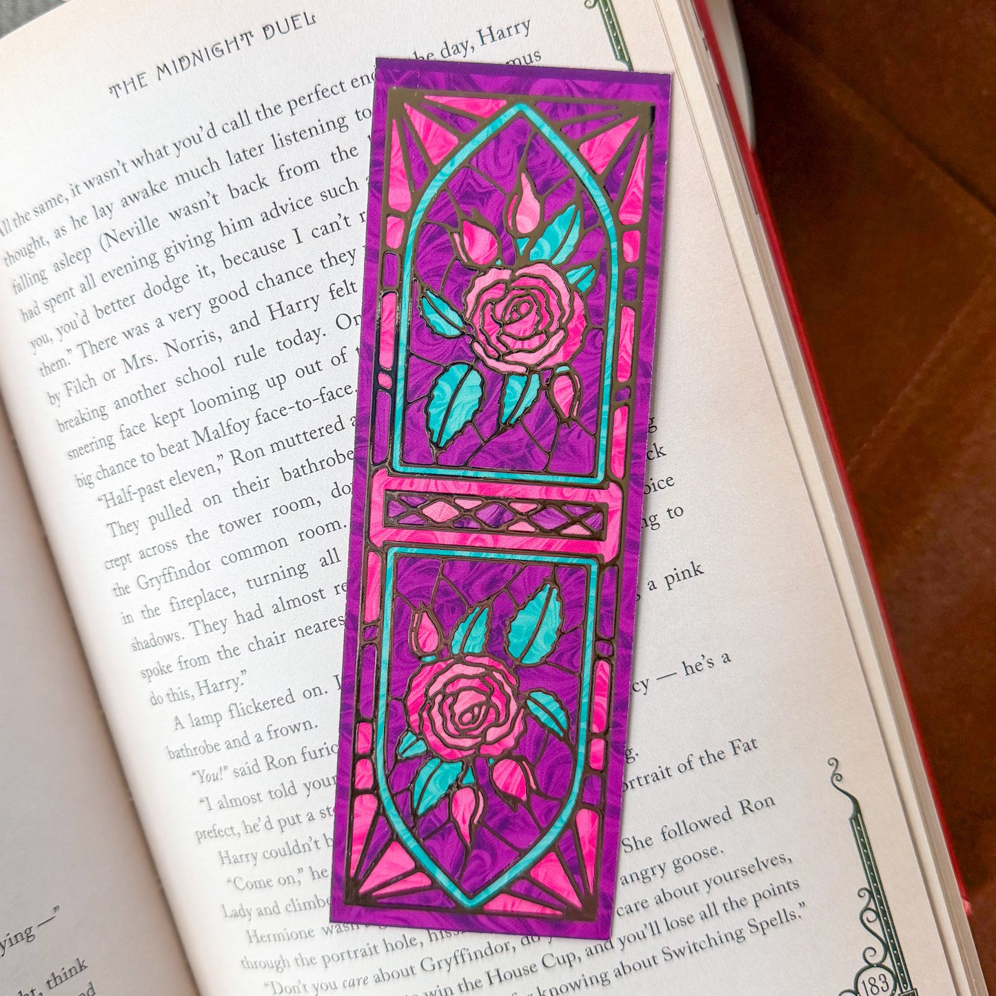 Stained Glass Rose 3D Foil Bookmark