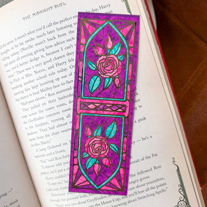 Stained Glass Rose 3D Foil Bookmark
