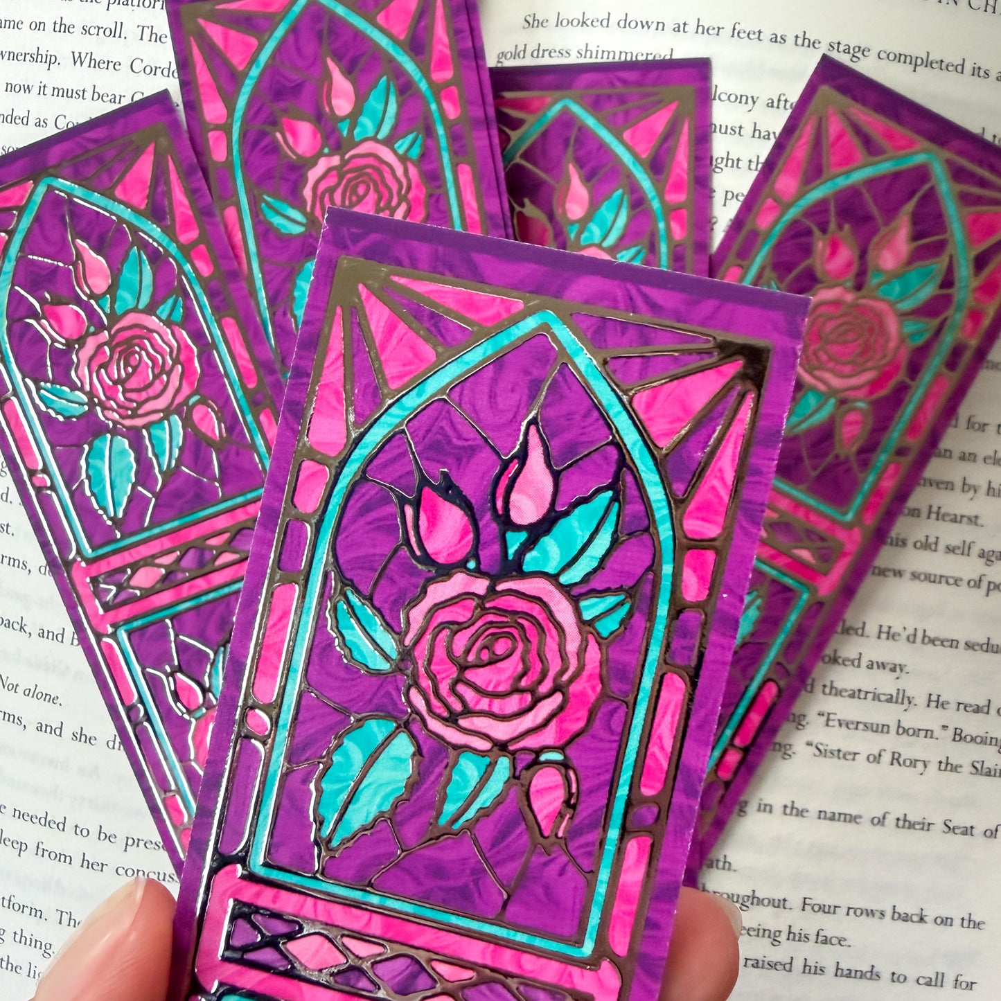 Stained Glass Rose 3D Foil Bookmark