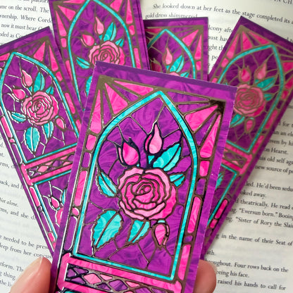 Stained Glass Rose 3D Foil Bookmark