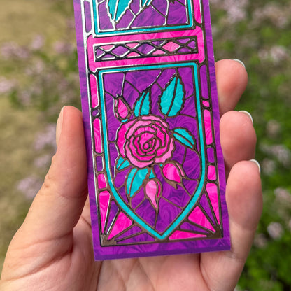 Stained Glass Rose 3D Foil Bookmark