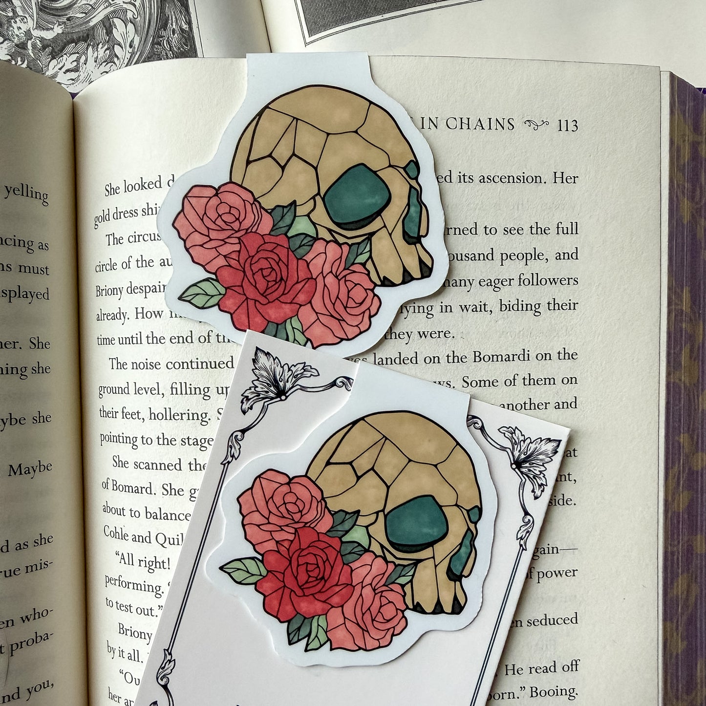 Stained Glass Skull Magnetic Bookmark