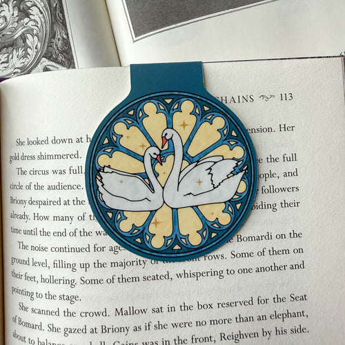 Stained Glass Swans Magnetic Bookmark