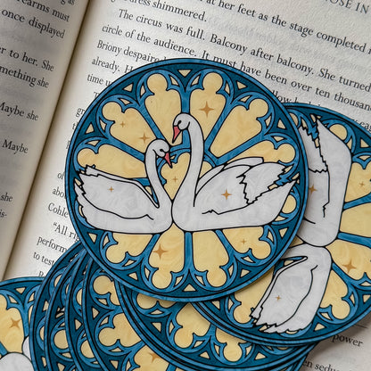 Stained Glass Window Swans Kindle Sticker