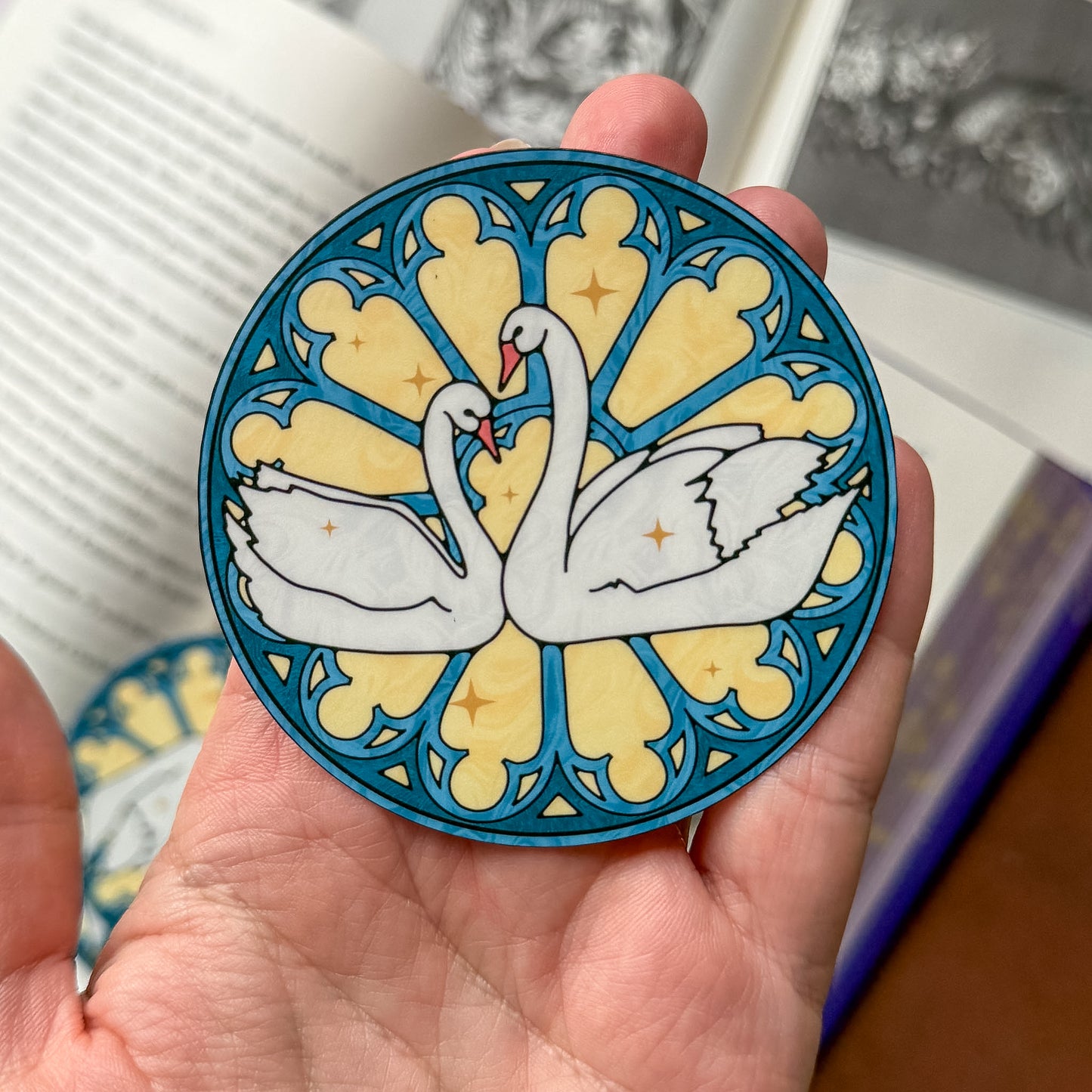 Stained Glass Window Swans Kindle Sticker