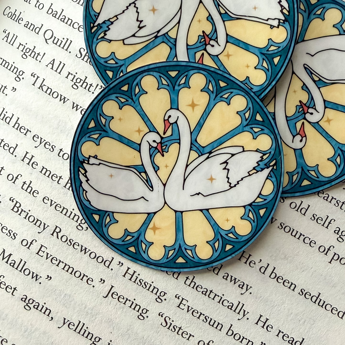 Stained Glass Window Swans Kindle Sticker