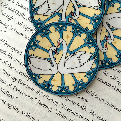 Stained Glass Window Swans Kindle Sticker