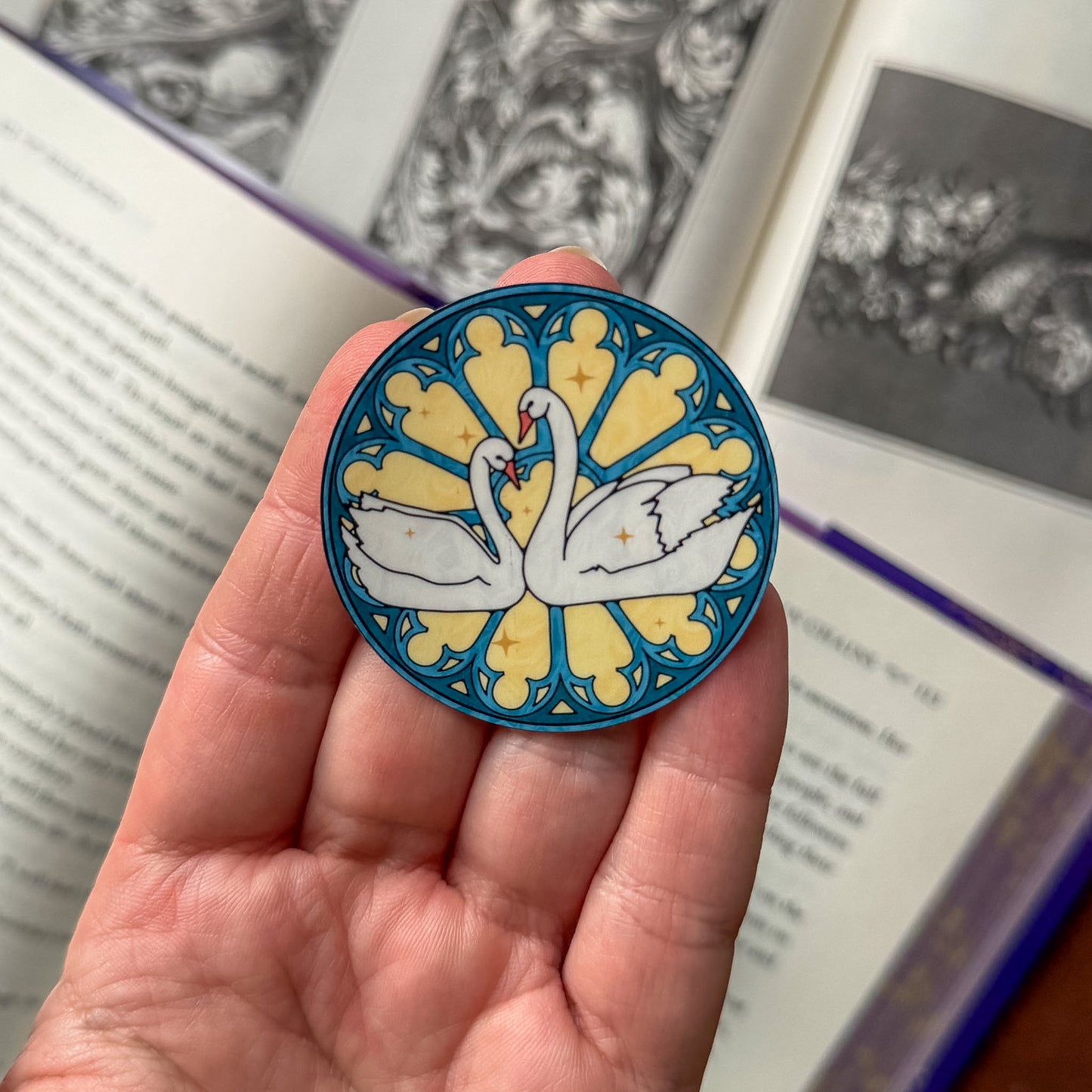 Stained Glass Window Swans Kindle Sticker