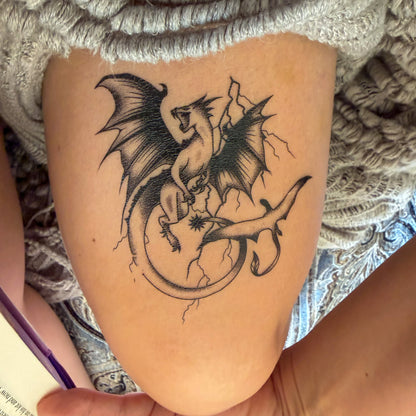 Thunder Dragons Temporary Tattoo