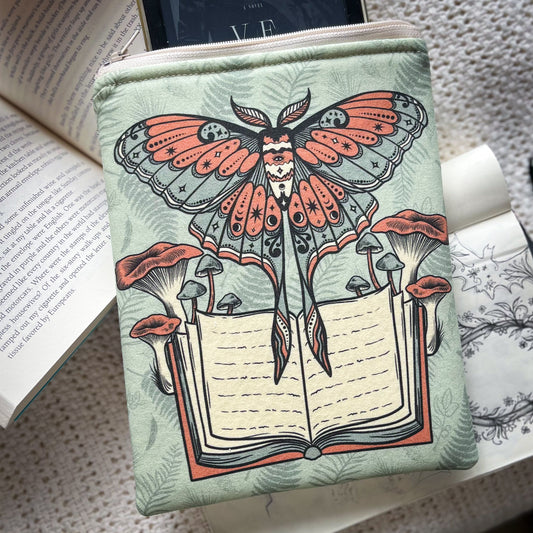 Cottagecore Moth Mushroom - Kindle Sleeve - Book Lover Gift