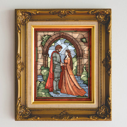 Stained Glass Style Art Print - Medieval Aesthetic Wall Art