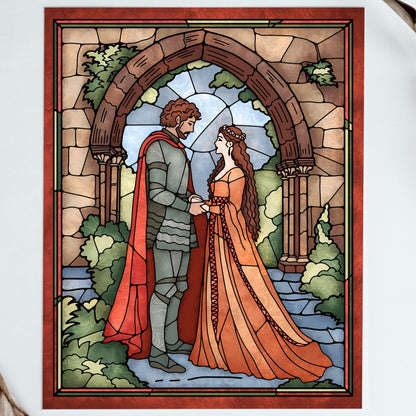 Stained Glass Style Art Print - Medieval Aesthetic Wall Art