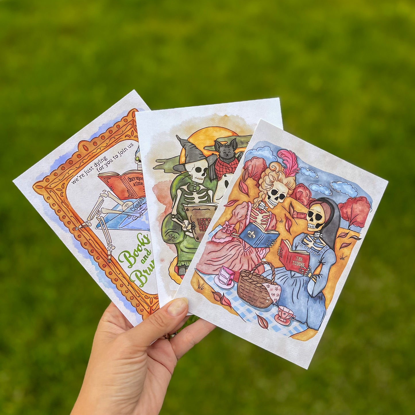 Skeleton Queens Art Print - Bookish Halloween Decor