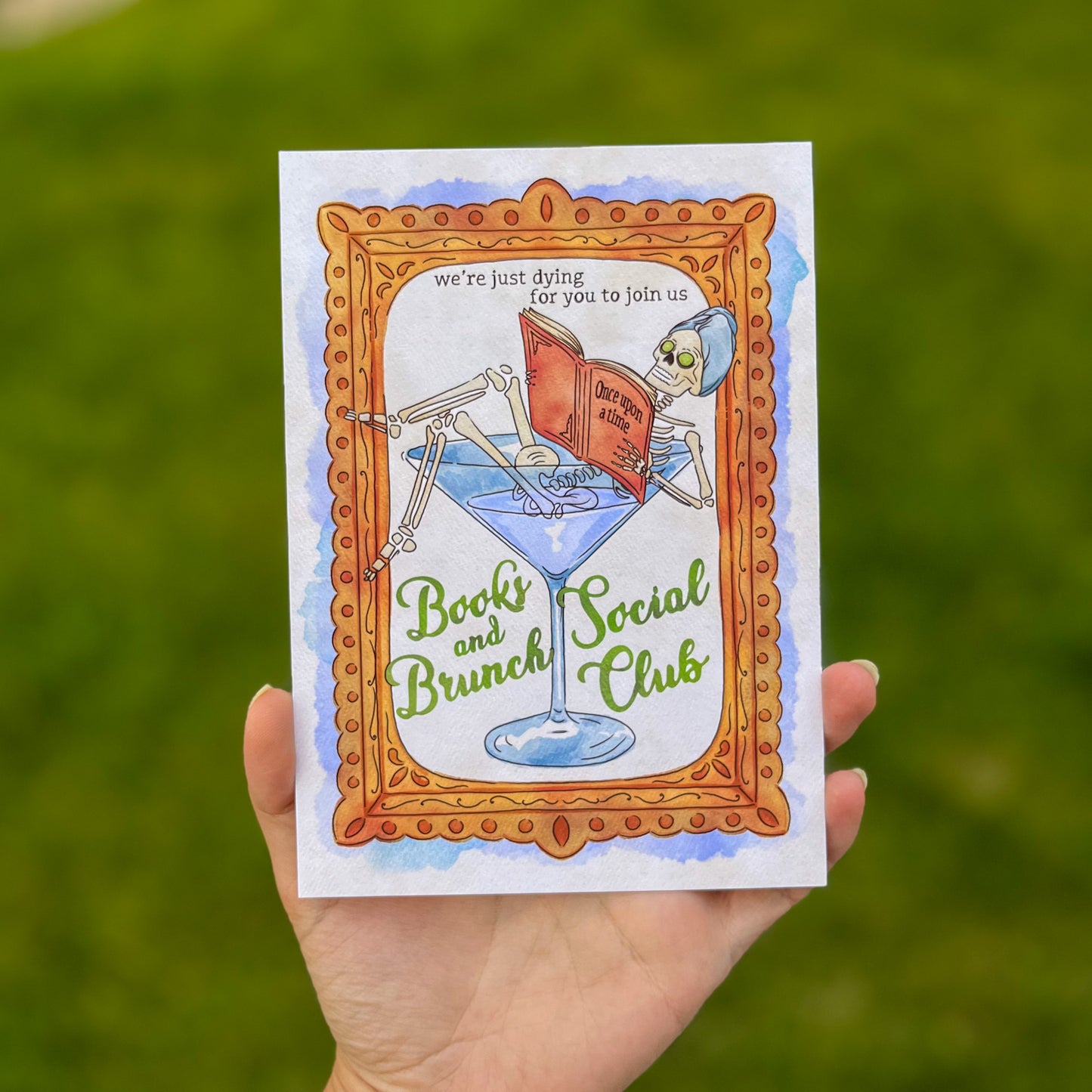 Books and Brunch Social Club Art Print - Bookish Halloween Decor