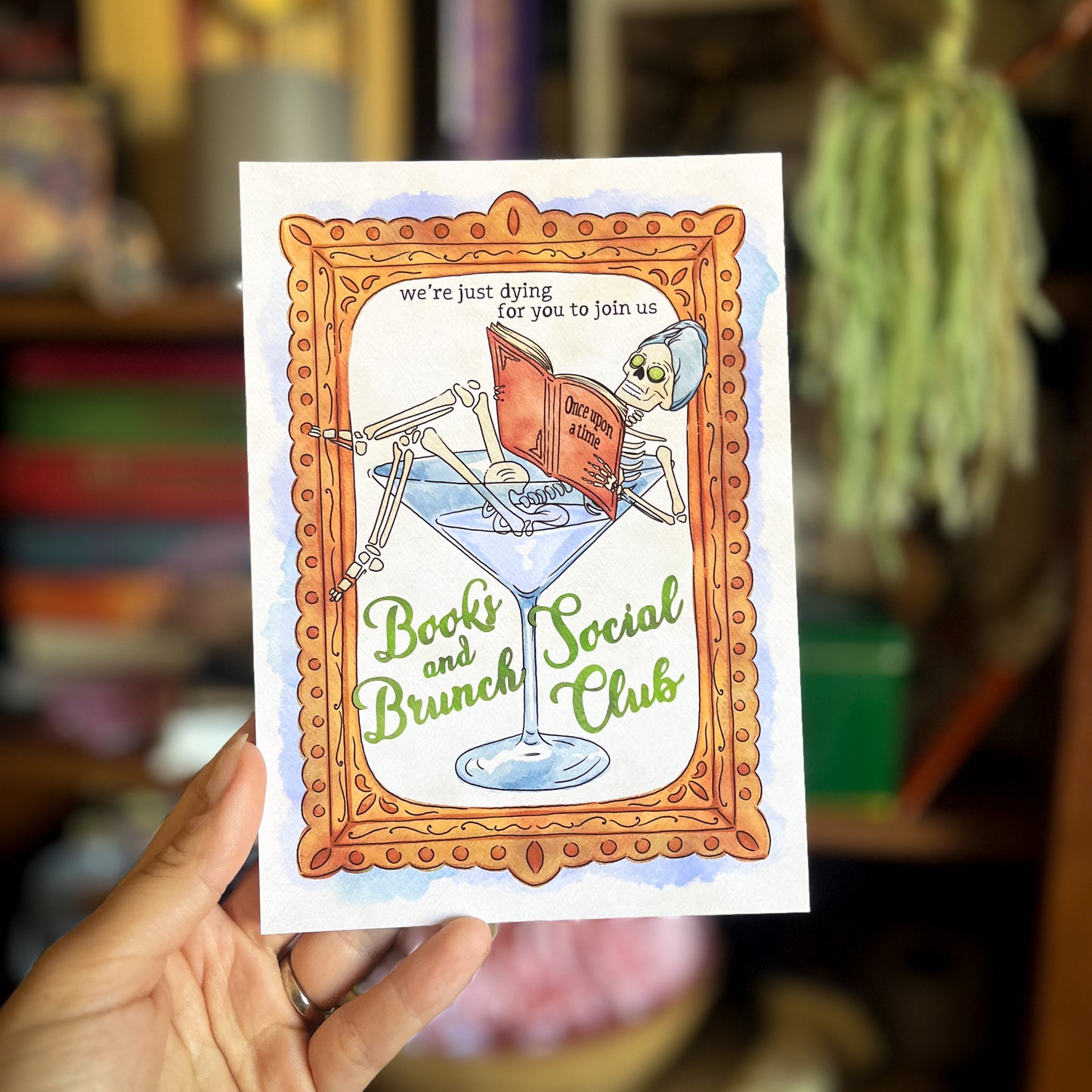 Books and Brunch Social Club Art Print - Bookish Halloween Decor