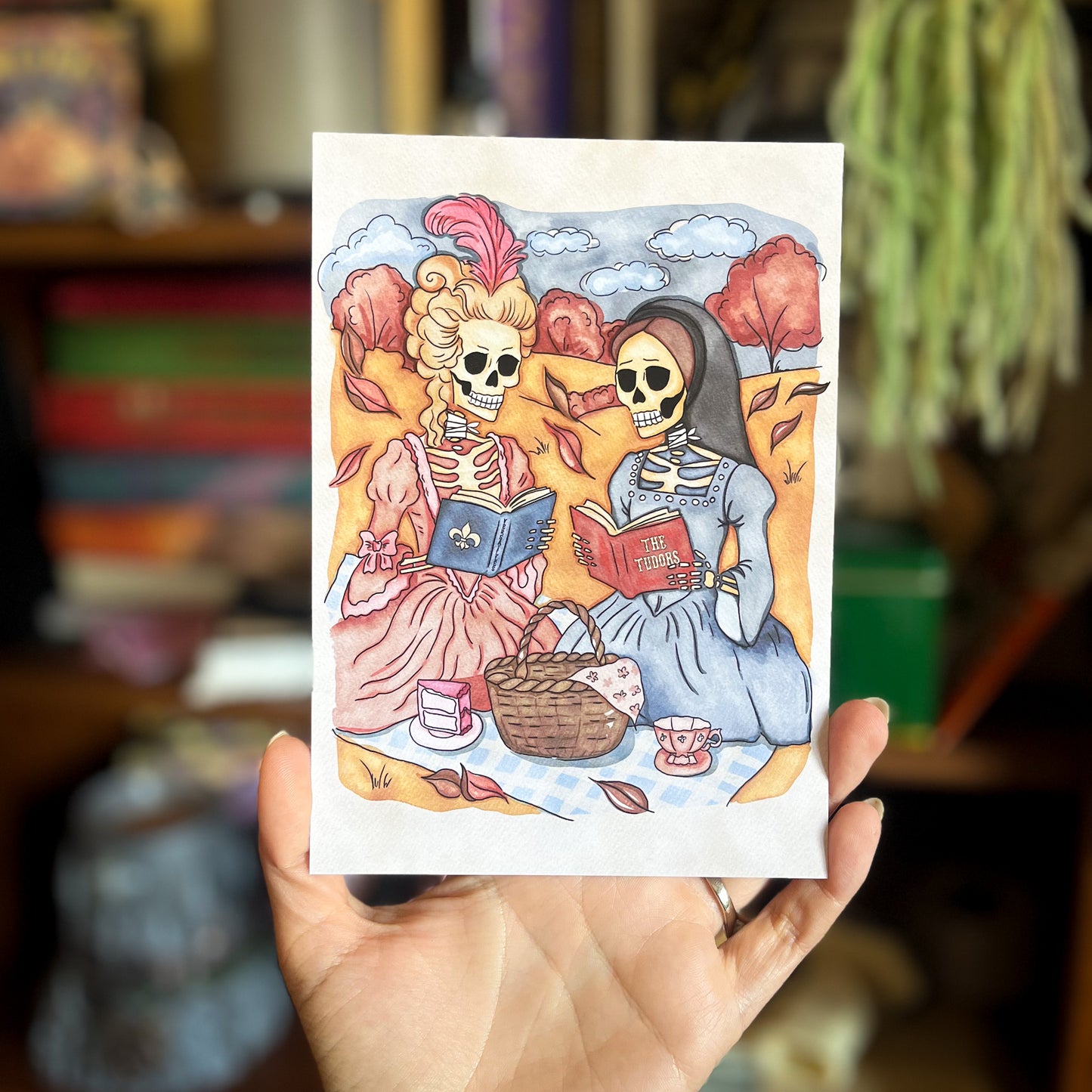 Skeleton Queens Art Print - Bookish Halloween Decor