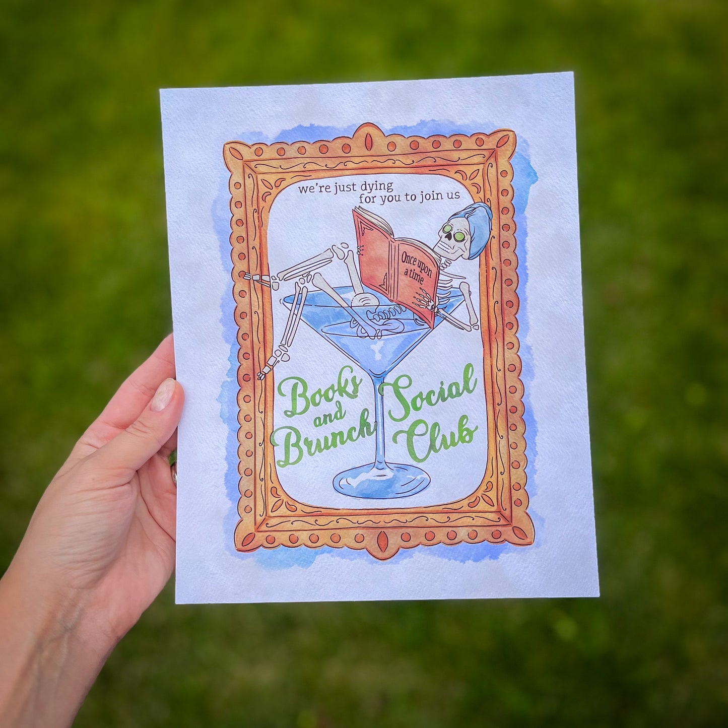 Books and Brunch Social Club Art Print - Bookish Halloween Decor