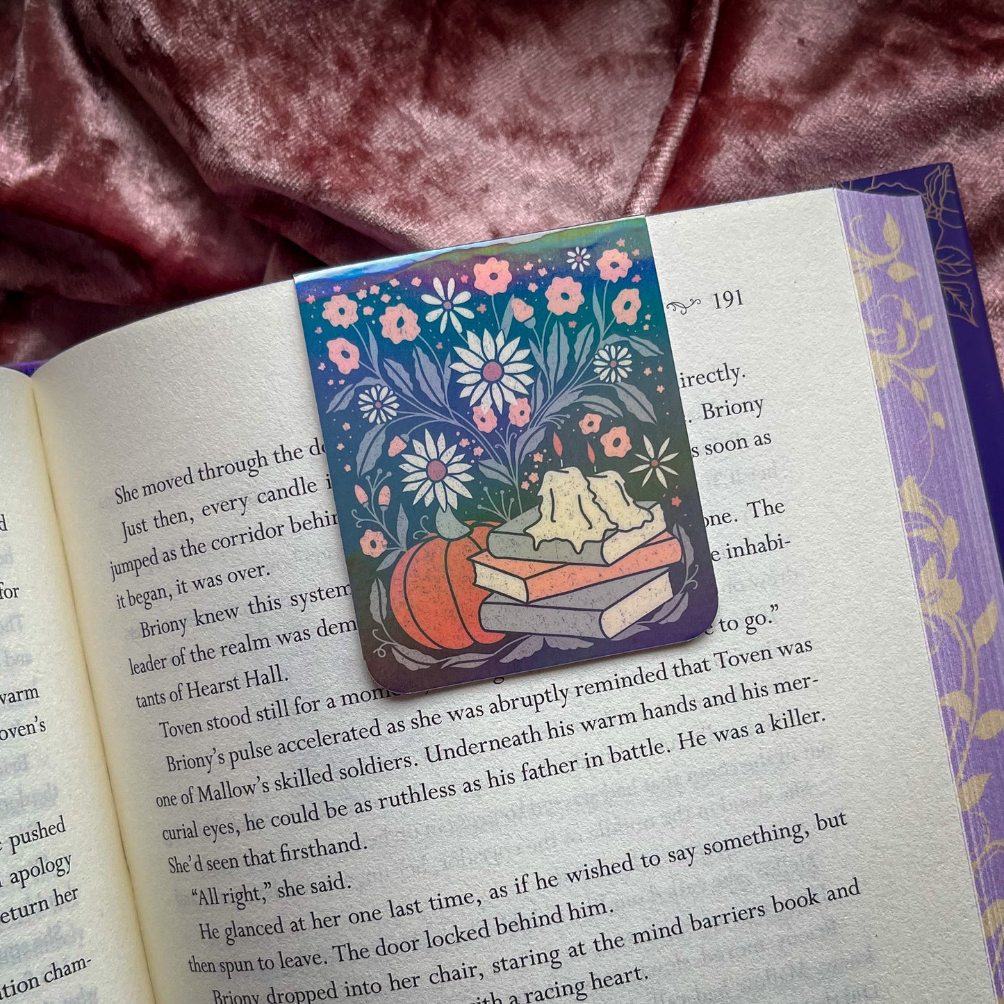 Floral Fall Holo Magnetic Bookmark Gift For Book Lovers