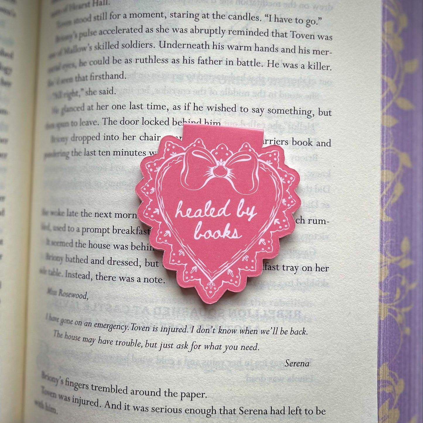 Healed by Books Magnetic Bookmark - Heart-Shaped Book Lover Gift - Comfort Reading Accessory